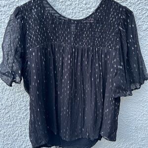 Velvet by Graham & Spencer Black Textured Blouse